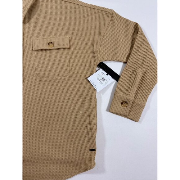 O’Neill Women’s XS Waffle Knit Jacket Shacket Tan Button Front NWT Neutral Cozy - Picture 5 of 16
